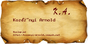 Kozányi Arnold névjegykártya